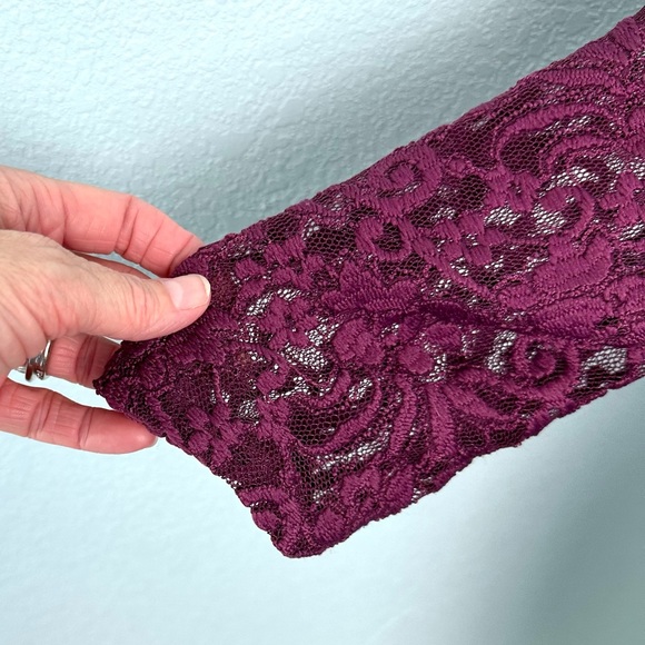 Jessica Simpson Maternity Lg Purple Lace Side Ruch Scoop Neck Built In Cami - Picture 4 of 12